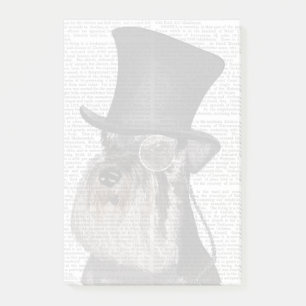 Schnauzer, formell hound och hatt post-it block