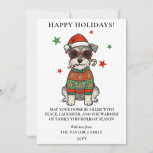 Schnauzer ful jultröja jul hund sockerrörsstrimmel julkort