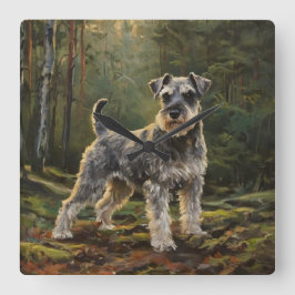 Schnauzer fyrkantig klocka
