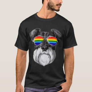 Schnauzer Gay Pride Flag HBTQ Regnbåge Solglasögon T Shirt