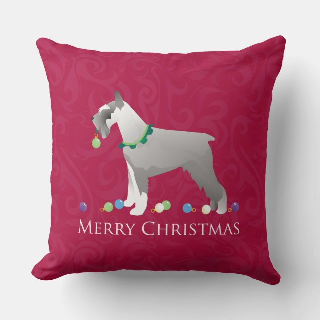 Schnauzer God jul Design Kudde (Framsida)