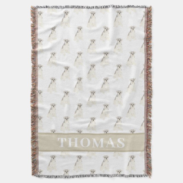 Schnauzer (Grå & Vit) Filt (Framsidan Vertikal)