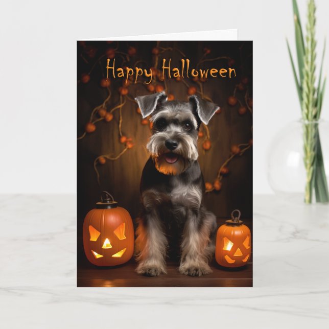 Schnauzer Halloween Kort (Framsida)