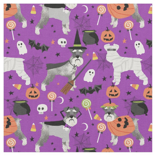 schnauzer halloween lila tyg (Närbild)