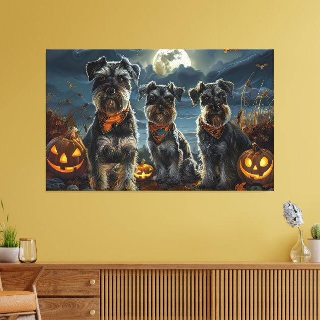 Schnauzer Halloween Spooky Canvastryck (Insitu (Vardagsrum))