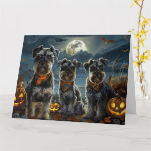 Schnauzer Halloween Spooky Kort