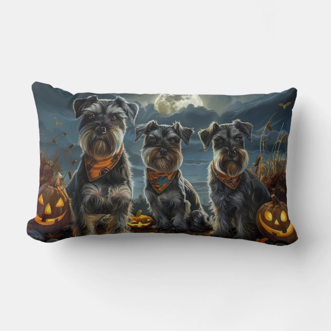 Schnauzer Halloween Spooky Lumbarkudde (Framsida)