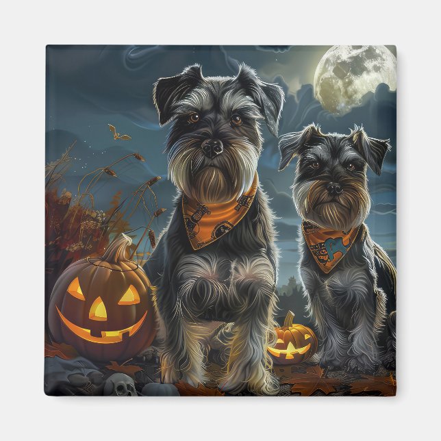 Schnauzer Halloween Spooky Magnet (Framsidan)