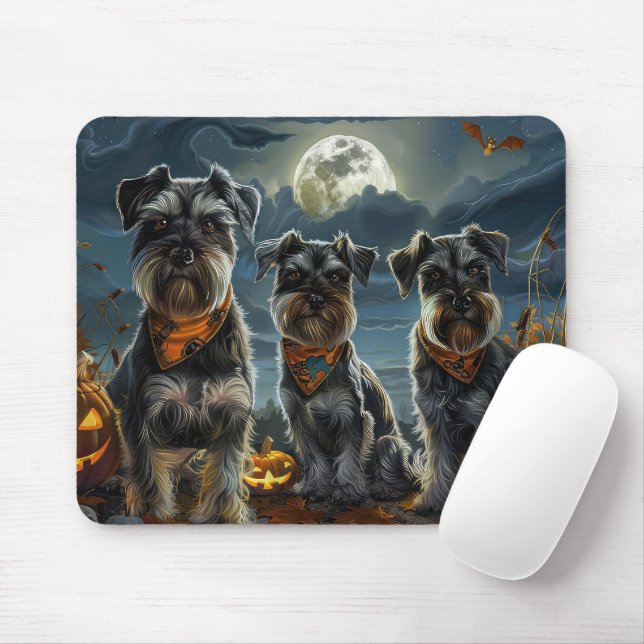 Schnauzer Halloween Spooky Musmatta (Med mus)