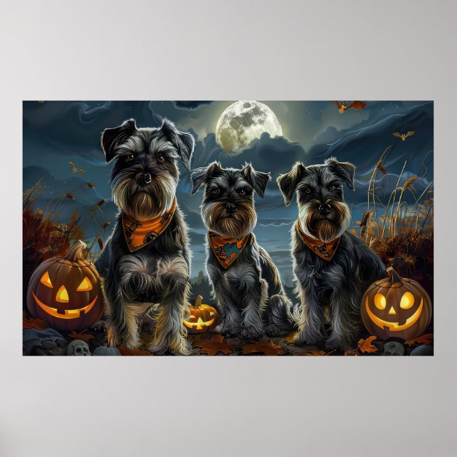 Schnauzer Halloween Spooky Poster (Framsidan)