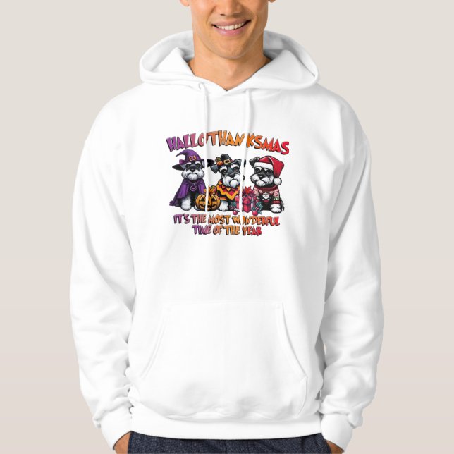 Schnauzer Halloween Thanksgiving Christmas Classic Hoodie (Framsida)