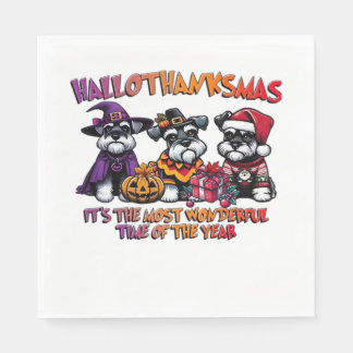 Schnauzer Halloween Thanksgiving Christmas Classic Pappersservett