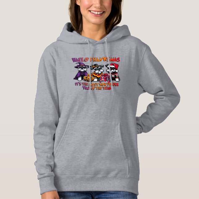 Schnauzer Halloween Thanksgiving Christmas Klassis T Shirt (Framsida)