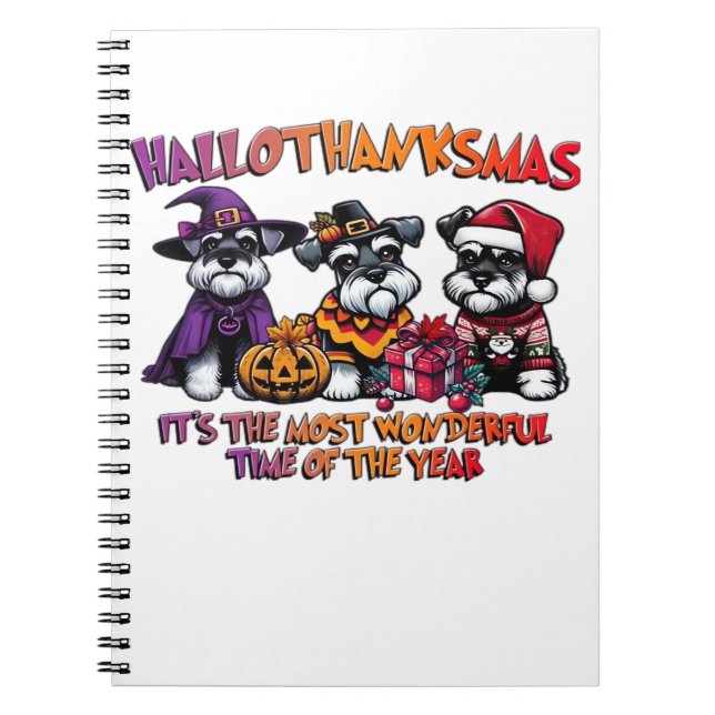 Schnauzer Halloween Thanksgiving jul Classic Anteckningsbok (Framsidan)