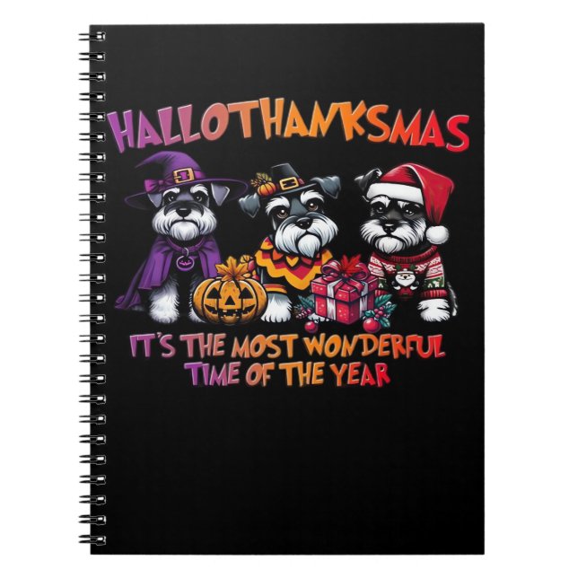 Schnauzer Halloween Thanksgiving jul Classic Anteckningsbok (Framsidan)