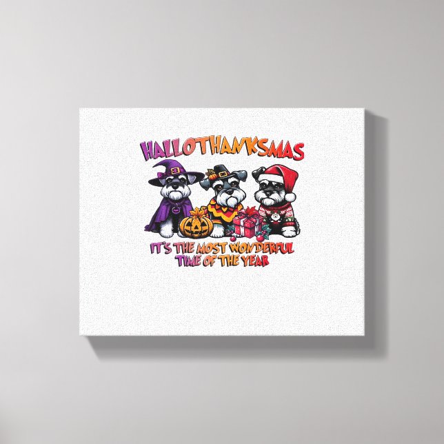 Schnauzer Halloween Thanksgiving jul Classic Canvastryck (Framsida)