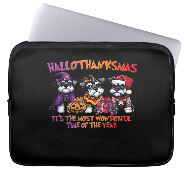Schnauzer Halloween Thanksgiving jul Classic Laptop Fodral (Framsidan)