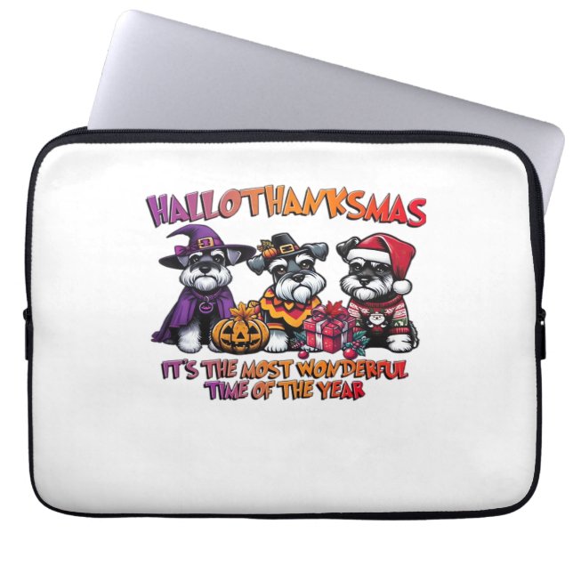 Schnauzer Halloween Thanksgiving jul Classic Laptop Fodral (Framsidan)