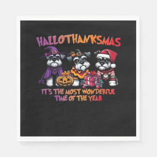 Schnauzer Halloween Thanksgiving jul Classic Pappersservett