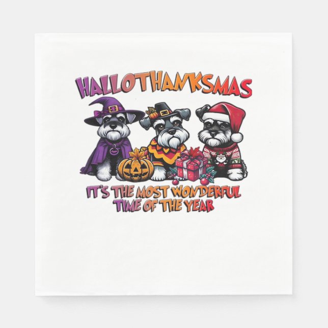 Schnauzer Halloween Thanksgiving jul Classic Pappersservett (Framsidan)