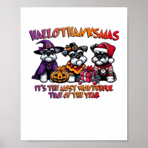 Schnauzer Halloween Thanksgiving jul Classic Poster