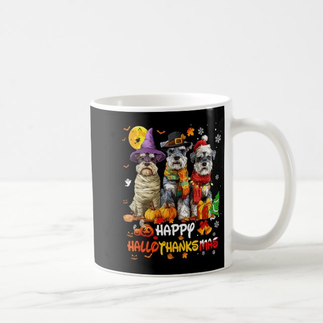 Schnauzer Happy Hallothanksmas Dog Lover Christmas Kaffemugg (Höger)