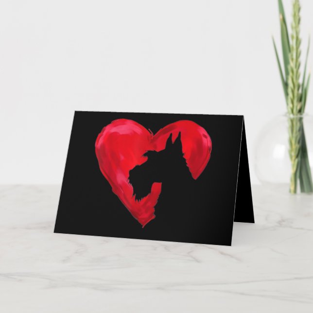 Schnauzer Heart Silhouette Valentines day Hund Kär Kort (Framsida)