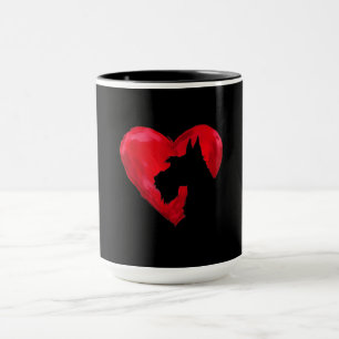 Schnauzer Heart Silhouette Valentines day Hund Kär Mugg