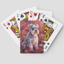 Schnauzer hjärtformade vildblommor casinokort
