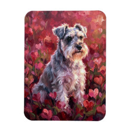 Schnauzer Hjärtformade Vildblommor Flexibla Magnet
