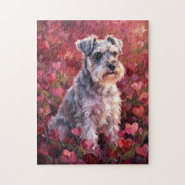 Schnauzer hjärtformade vildblommor pussel