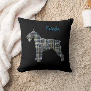 Schnauzer Hund 2 Sided Grid Silhouette Namn Kudde