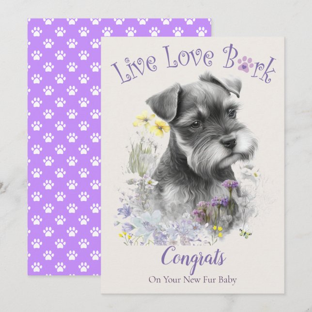 Schnauzer Hund Adoption, Gotcha Day Kort (Fram/baksida)