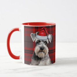 Schnauzer Hund Älskar Jul Röd Karo Jul Mugg