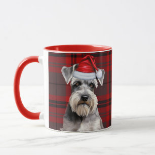 Schnauzer Hund Älskar Jul Röd Karo Jul Mugg