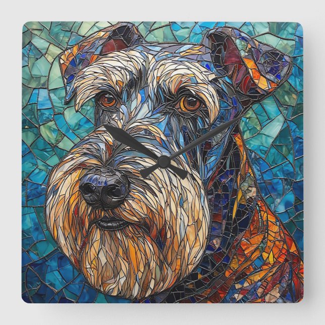 Schnauzer hund älskare jätte schnauzer ägare prese fyrkantig klocka (Framsida)