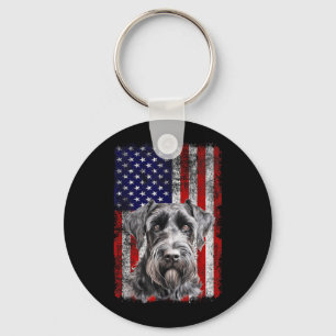 Schnauzer Hund Älskare USA Flagga 4 juli Patriotis Nyckelring
