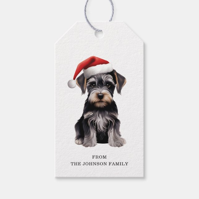 Schnauzer Hund Anpassningsbar Gift Märkres Presentetikett (Framsidan)