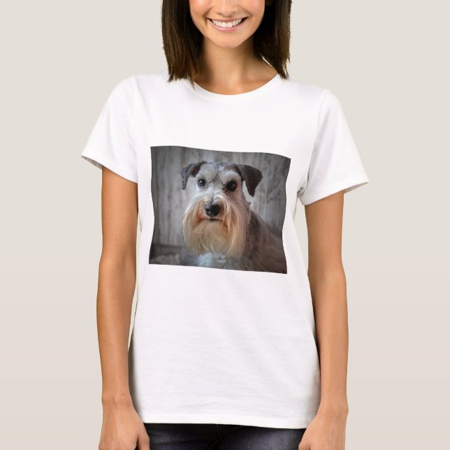 Schnauzer Hund ansikte T Shirt (Framsida)