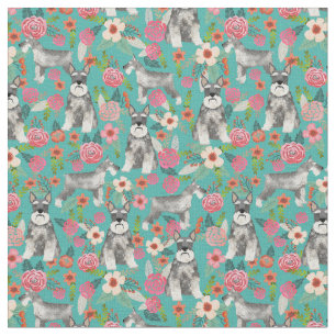 schnauzer hund beskurna öron vintage blommigt aqu tyg