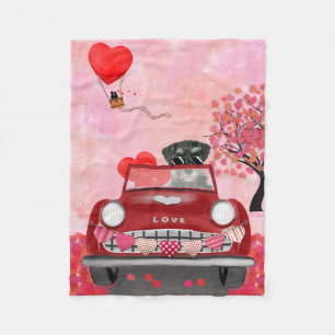 Schnauzer Hund Car med Hearts Valentine's Fleecefilt