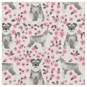 schnauzer hund cherry blommars rosa tyg