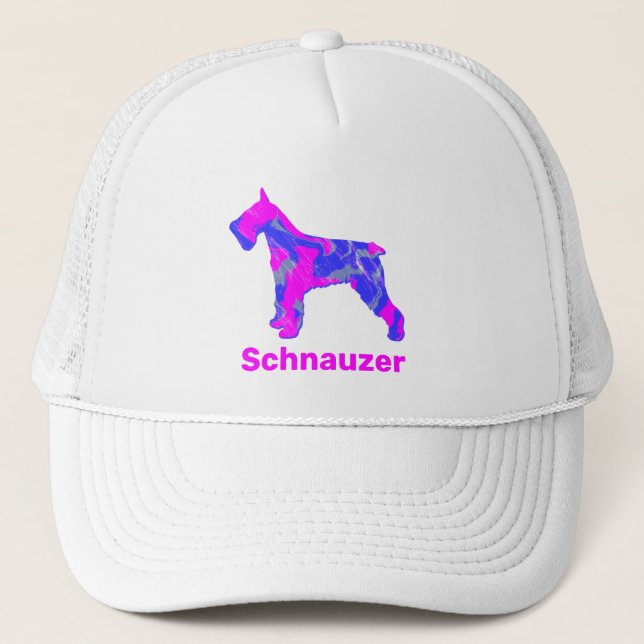 Schnauzer Hund Cute Rosa & Blue Silhouette Keps (Framsida)