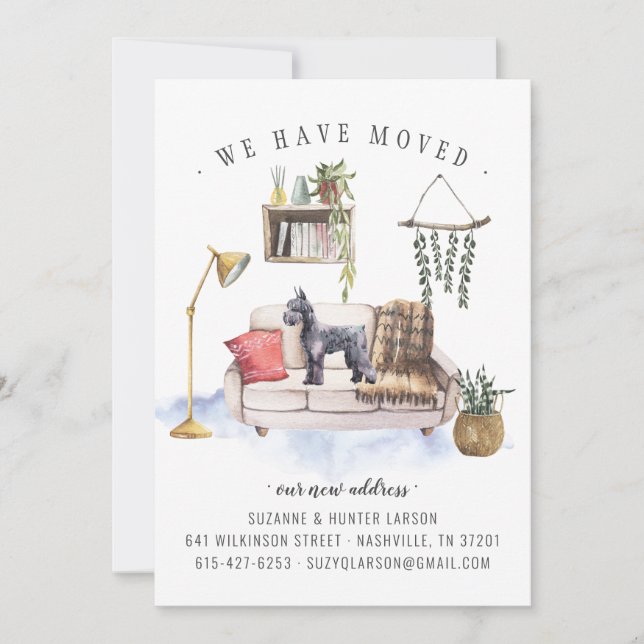 Schnauzer Hund Flytta Announcement Meddelande (Framsida)