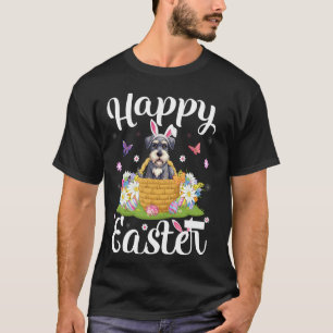 Schnauzer Hund Glad Påsk Äggjakt Kanin Öra Öst T Shirt