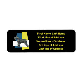 Schnauzer Hund Gult och Blue Grid Tricolor Adress Returadress Etikett