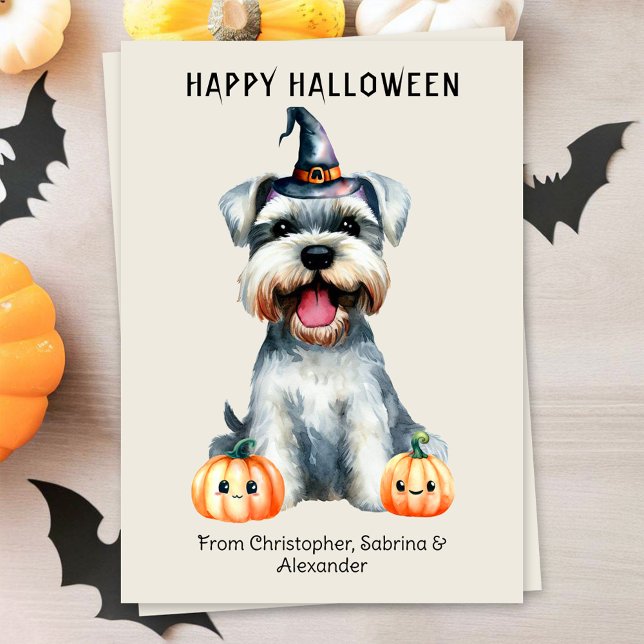 Schnauzer Hund Happy halloween Julkort (Skapare uppladdad)