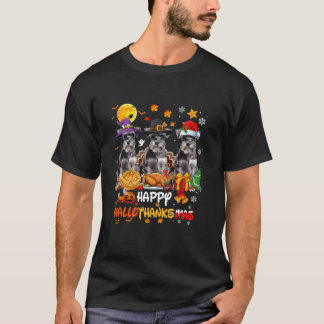 Schnauzer hund Happy halloween Thanksgiving Merry T Shirt