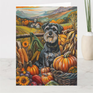 Schnauzer Hund Höstskörd Tacksägelse Kort