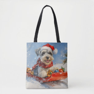 Schnauzer Hund i Släd Låt det Snöa Jul Tygkasse